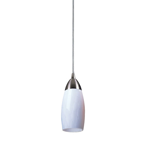 Milan LED Pendant In Satin Nickel And Simply White Glass Ceiling Elk Lighting 
