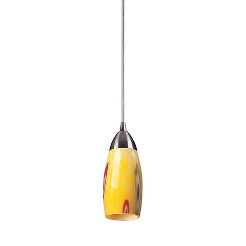 Milan LED Pendant In Satin Nickel And Yellow Blaze Glass Ceiling Elk Lighting 