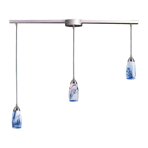 Milan 3 Light Pendant In Satin Nickel And Mountain Glass Ceiling Elk Lighting 