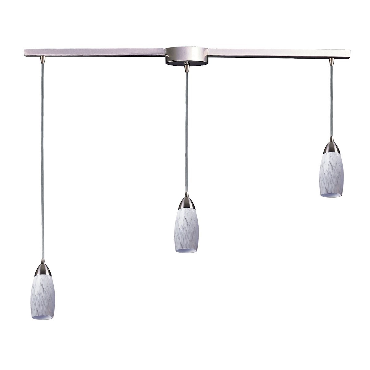 Milan 3 Light Pendant In Satin Nickel And Snow White Glass Ceiling Elk Lighting 