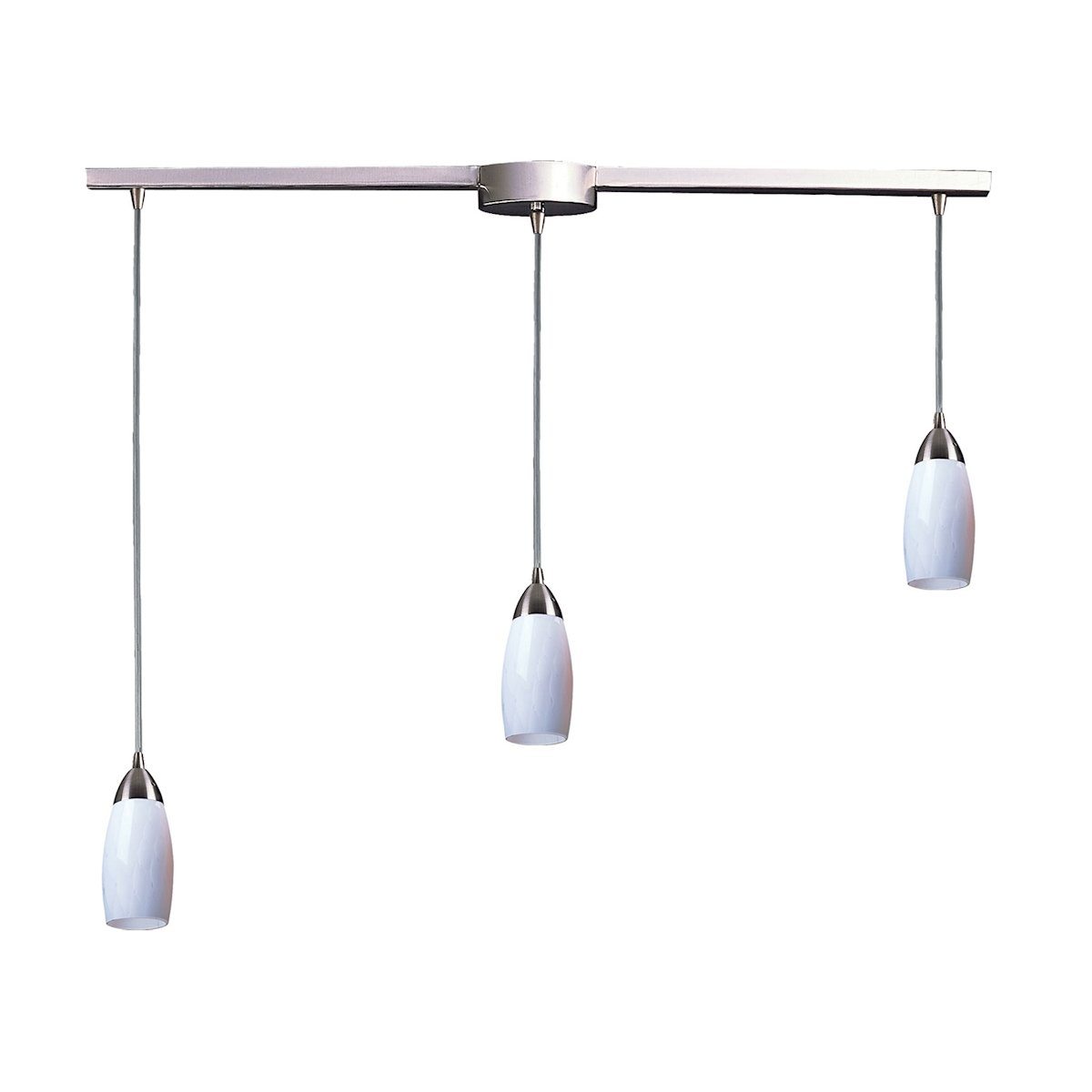 Milan 3 Light Pendant In Satin Nickel And Simply White Glass Ceiling Elk Lighting 