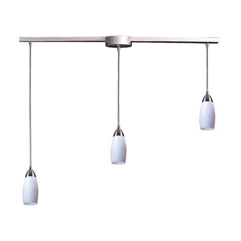 Milan 3 Light Pendant In Satin Nickel And Simply White Glass Ceiling Elk Lighting 