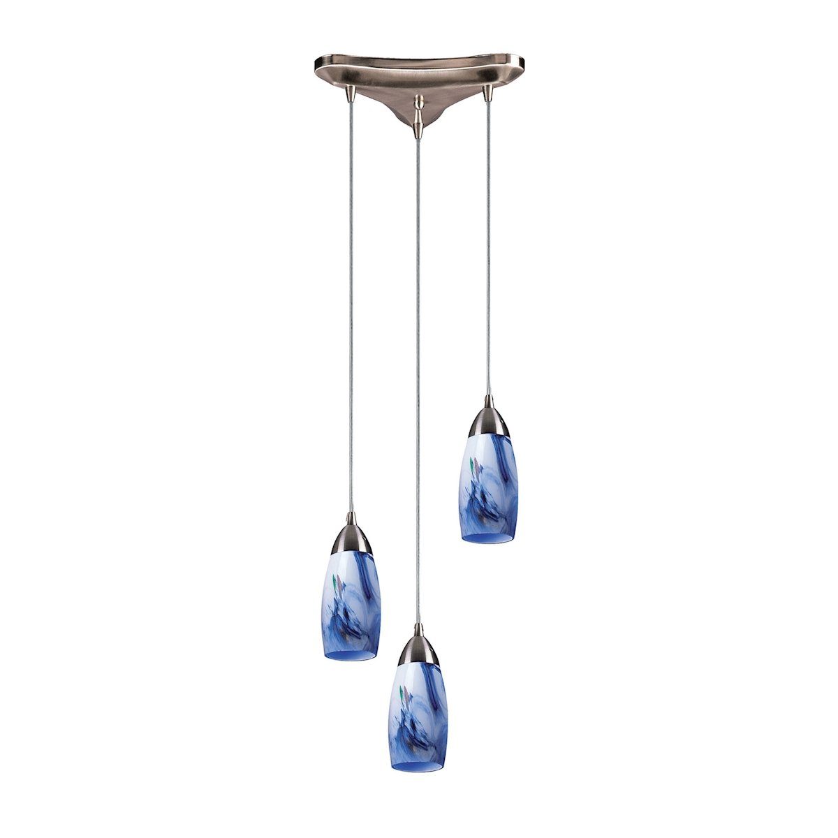 Milan 3 Light Pendant In Satin Nickel And Mountain Glass Ceiling Elk Lighting 