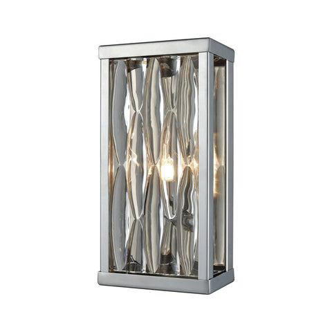 Riverflow 1 Light Vanity In Polished Chrome With Stacked River Stone Glass Wall Elk Lighting 