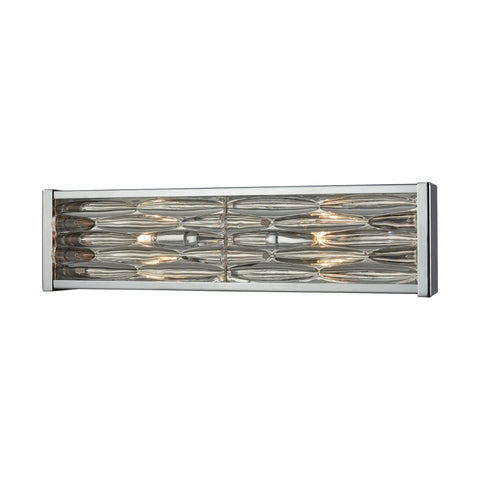 Riverflow 2 Light Vanity In Polished Chrome With Stacked River Stone Glass Wall Elk Lighting 