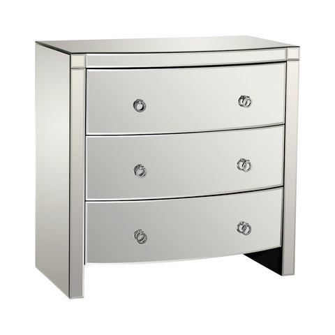 Bow Front 3-Drawer Mirror Chest