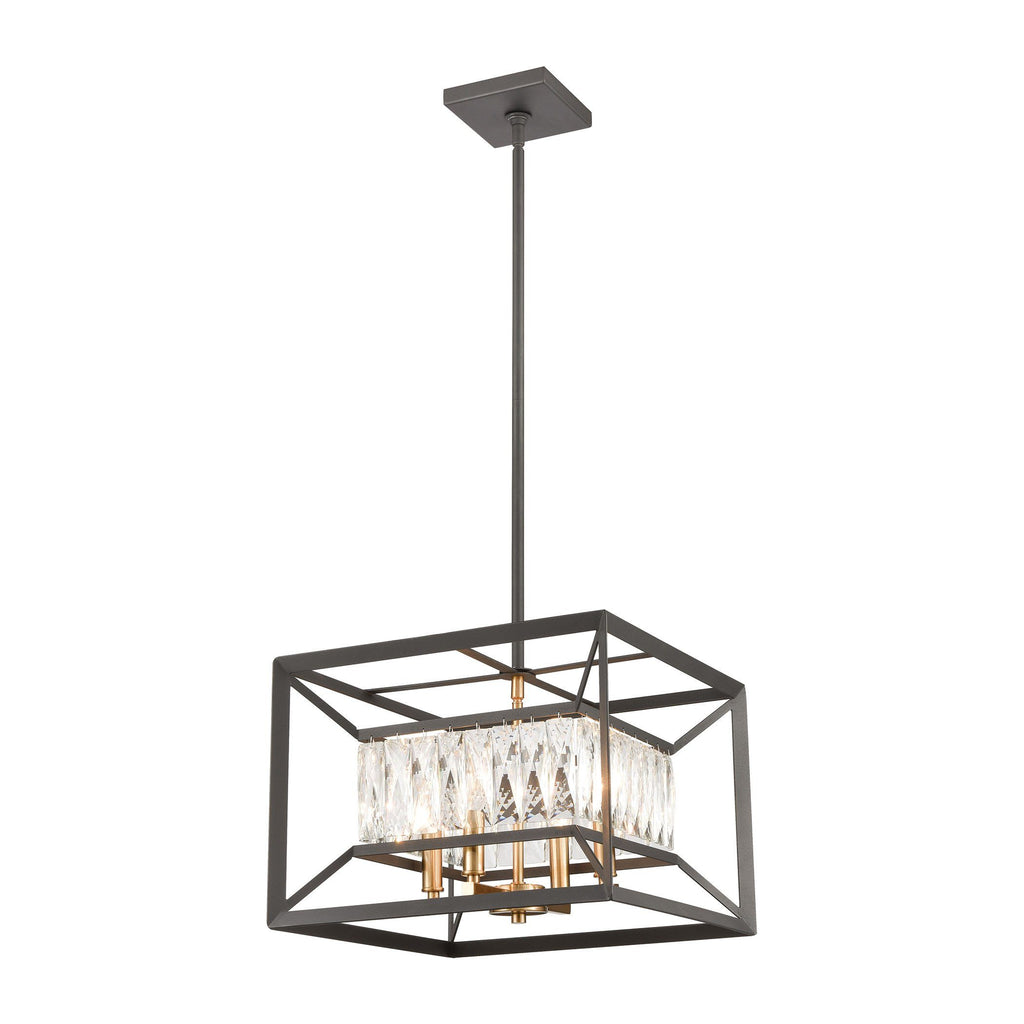 Starlight 4-Light Pendant in Charcoal with Clear Crystal Ceiling Elk Lighting 