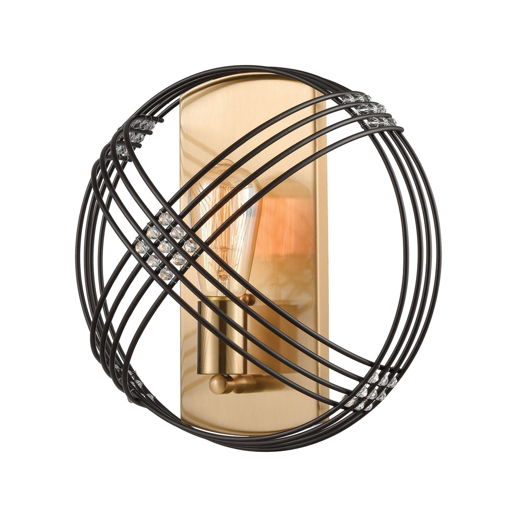 Concentric 1-Light Sconce in Oil Rubbed Bronze with Clear Crystal Beads Wall Elk Lighting 