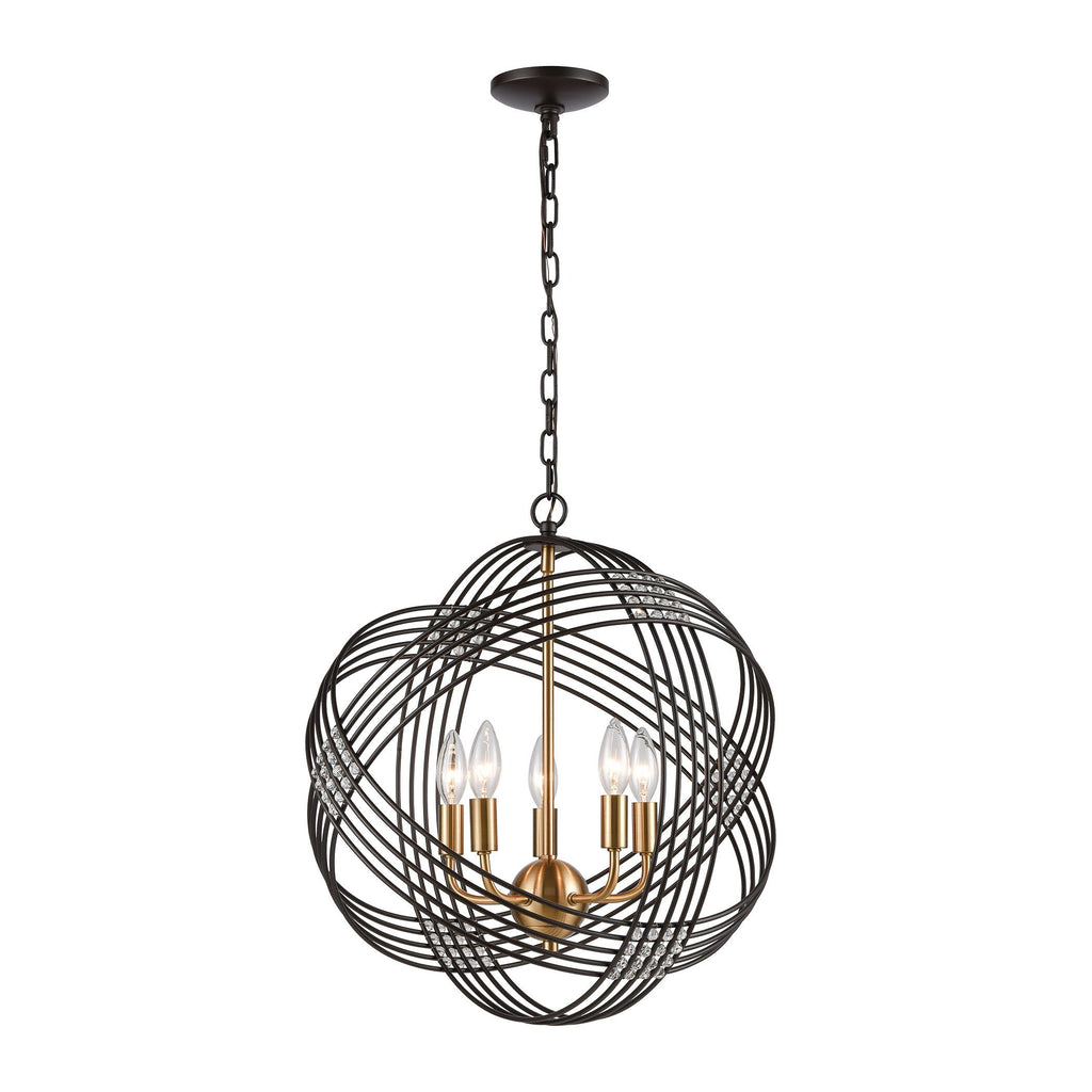 Concentric 5-Light Pendant in Oil Rubbed Bronze with Clear Crystal Beads Ceiling Elk Lighting 