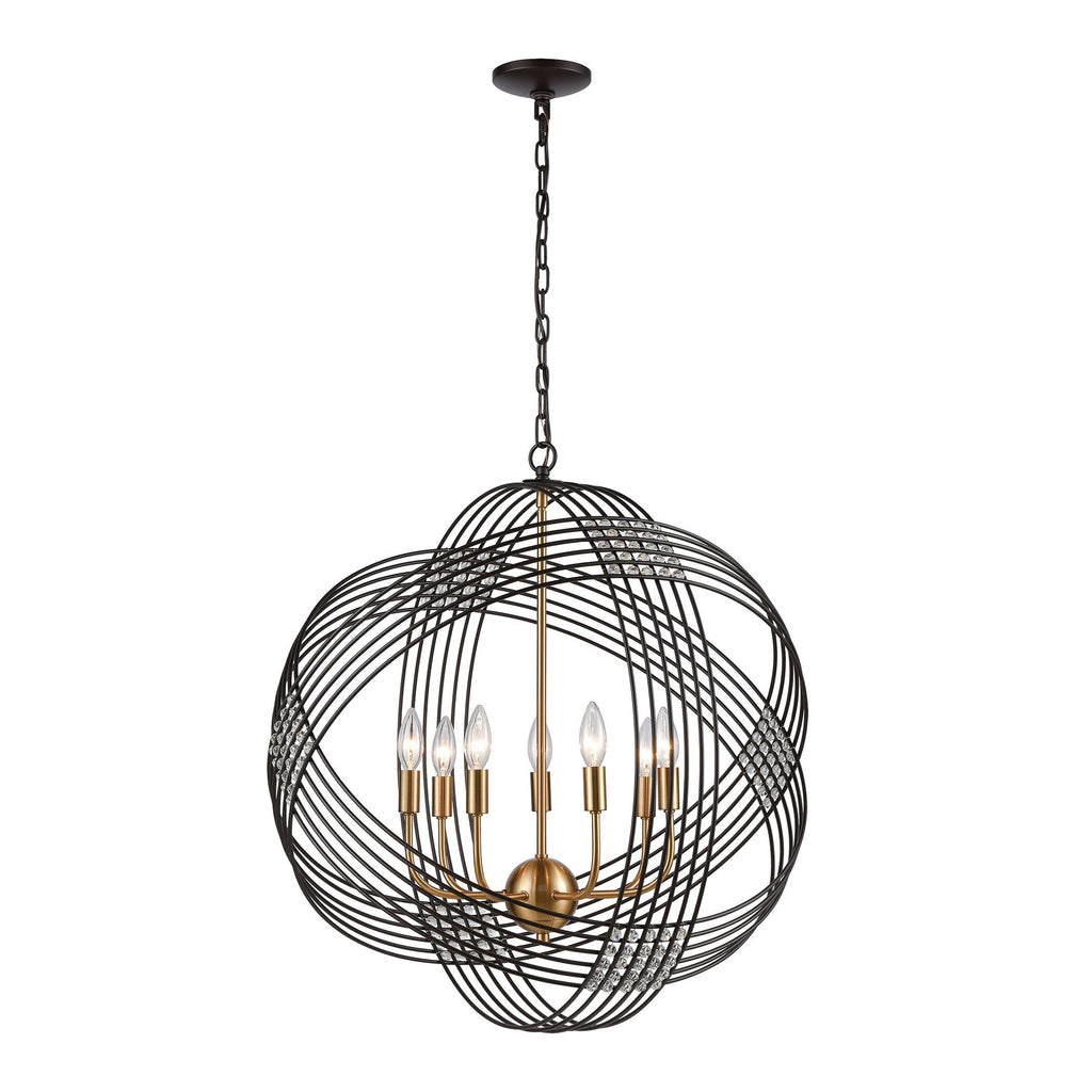 Concentric 7-Light Pendant in Oil Rubbed Bronze with Clear Crystal Beads Ceiling Elk Lighting 