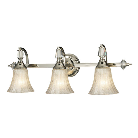 Lincoln Square 3 Light Vanity In Polished Nickel And Clear Crystalline Glass Wall Elk Lighting 