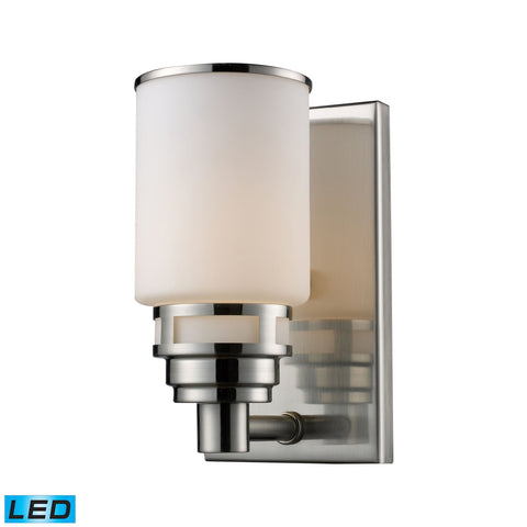Bryant 1 Light LED Vanity In Satin Nickel And Opal White Glass Wall Elk Lighting 