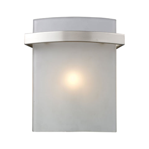Briston 1 Light Vanity In Satin Nickel And Frosted White Glass Wall Elk Lighting 