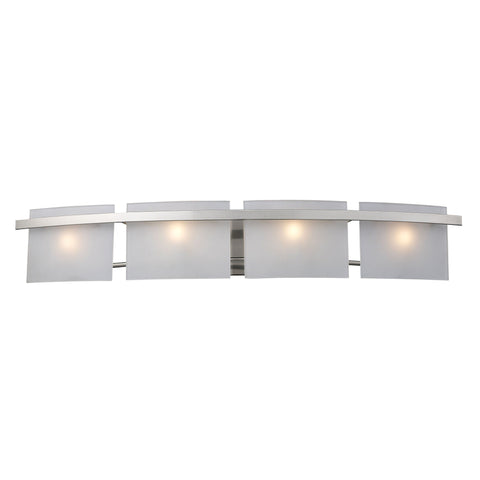 Briston 4 Light Vanity In Satin Nickel And Frosted White Glass Wall Elk Lighting 