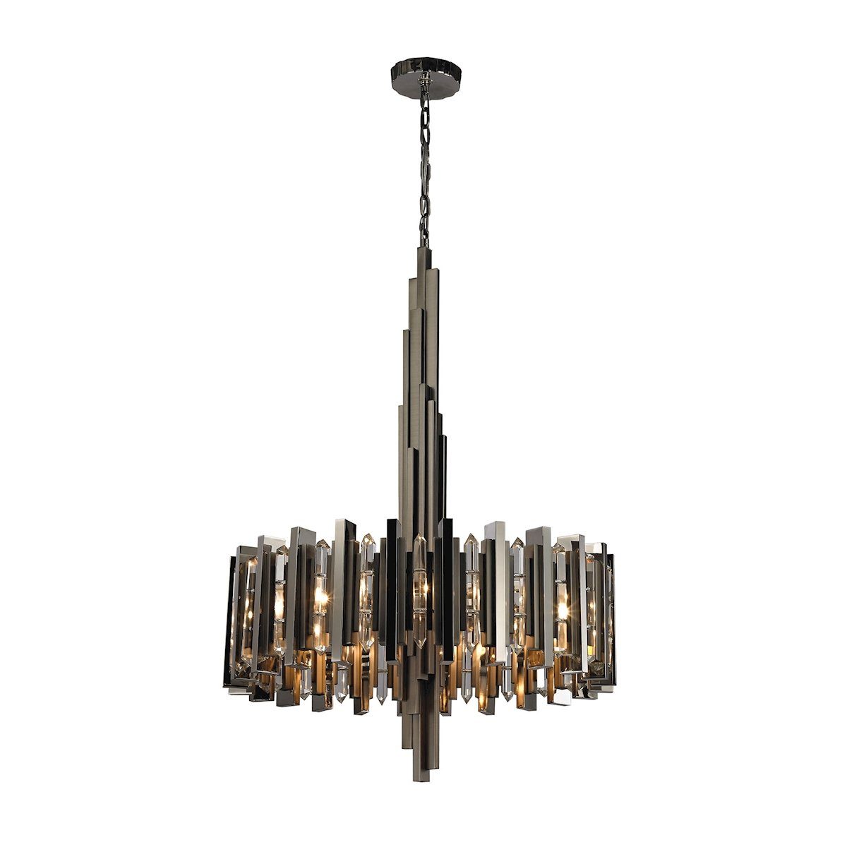 Industrialist 8 Light Chandelier In Polished Nickel Ceiling Dimond Lighting 