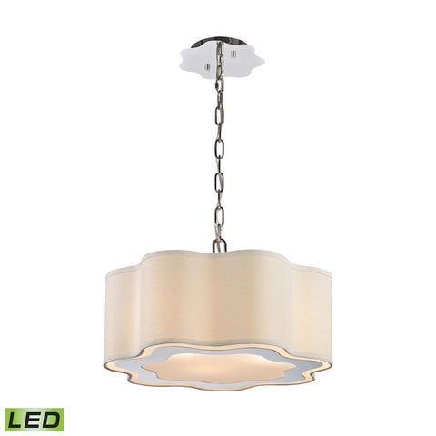 Villoy 3 Light LED Drum Pendant In Polished Stainless Steel And Nickel Ceiling Dimond Lighting 