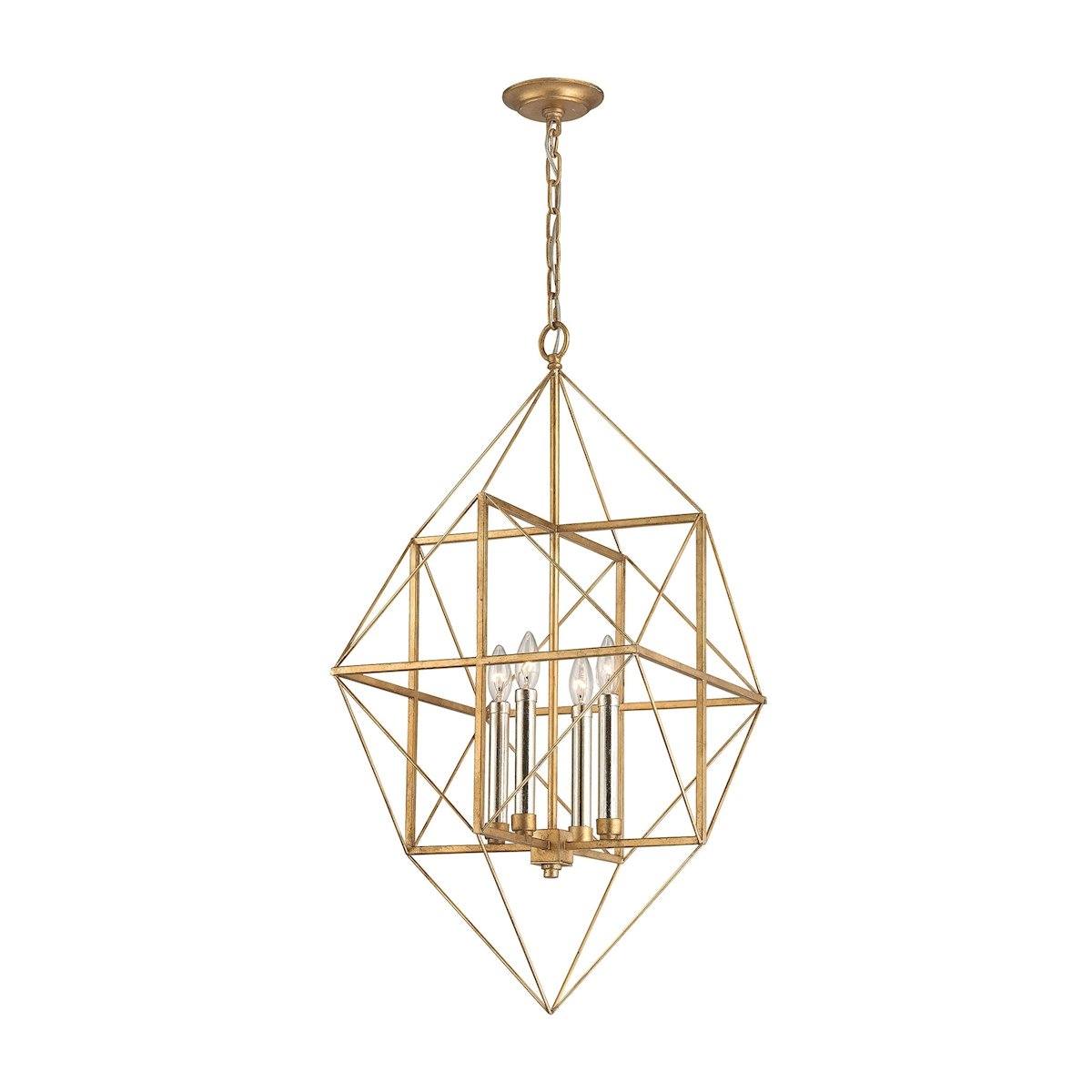 Connexions 4 Light Pendant In Antique Gold And Silver Leaf Ceiling Dimond Lighting 