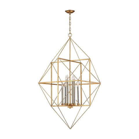 Connexions 8 Light Pendant In Antique Gold And Silver Leaf Ceiling Dimond Lighting 