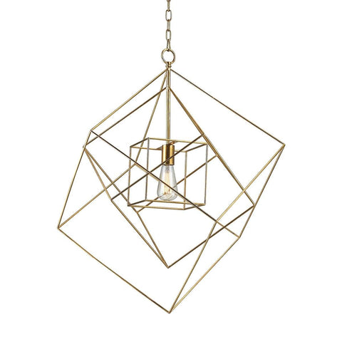 Neil 1 Light Box Pendant In Gold Leaf - Large Ceiling Dimond Lighting 