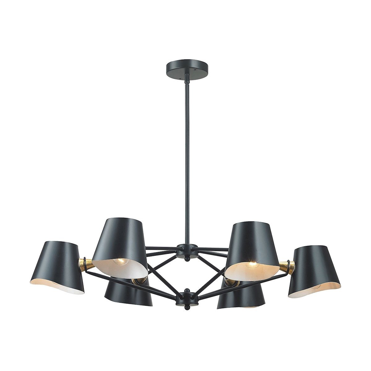 Webre 6 Light Chandelier In Matte Black And Gold Leaf Ceiling Dimond Lighting 