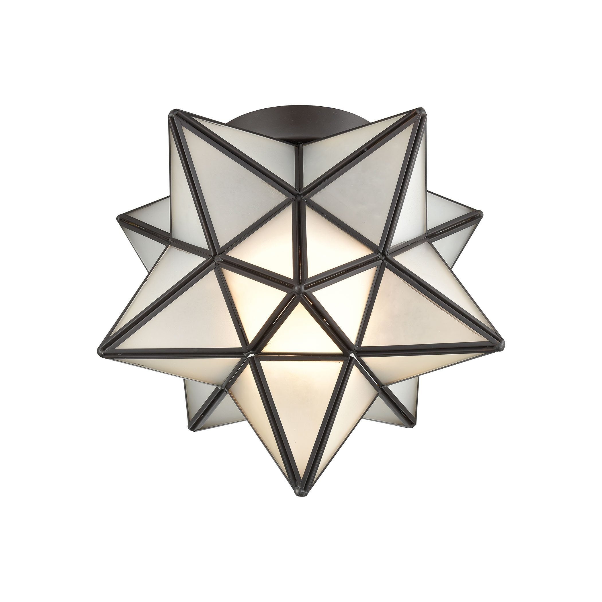 Moravian Star Flush Mount in Oil Rubbed Bronze with Frosted Glass Ceiling Dimond Lighting 