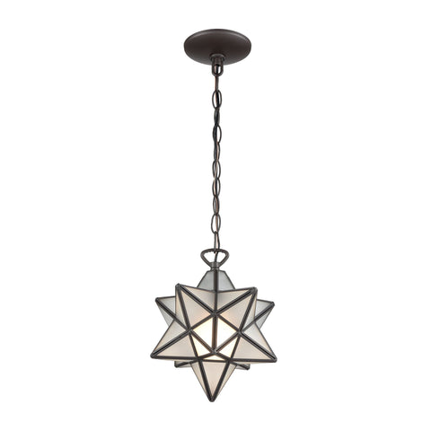 Moravian Star Pendant in Oil Rubbed Bronze with Frosted Glass Ceiling Dimond Lighting 