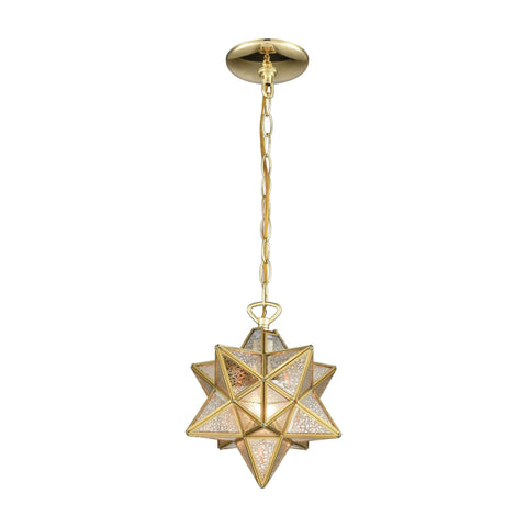 Moravian Star Pendant in Brass with Gold Mecury Glass Ceiling Dimond Lighting 