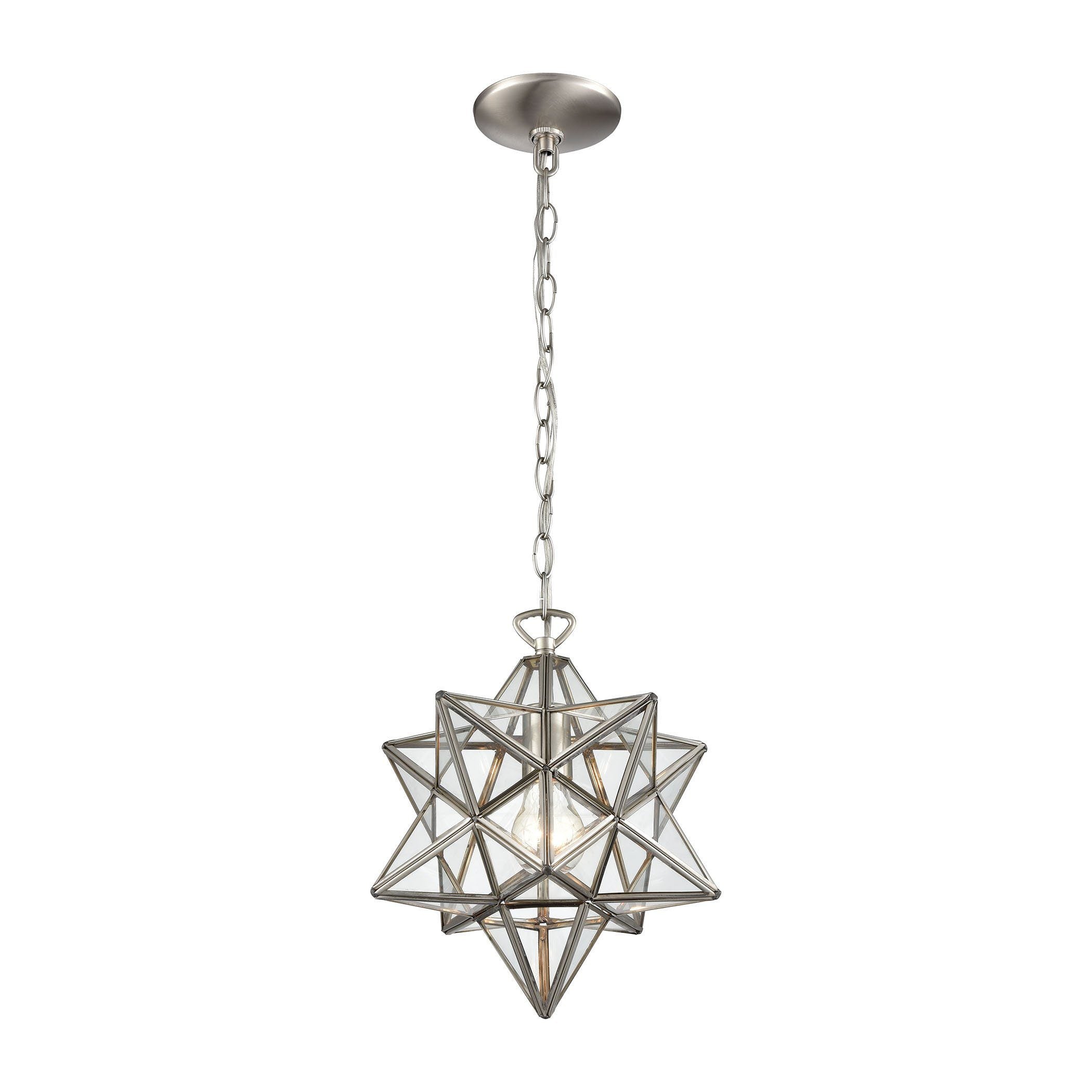 Moravian Star Pendant in Polished Nickel with Clear Glass Ceiling Dimond Lighting 