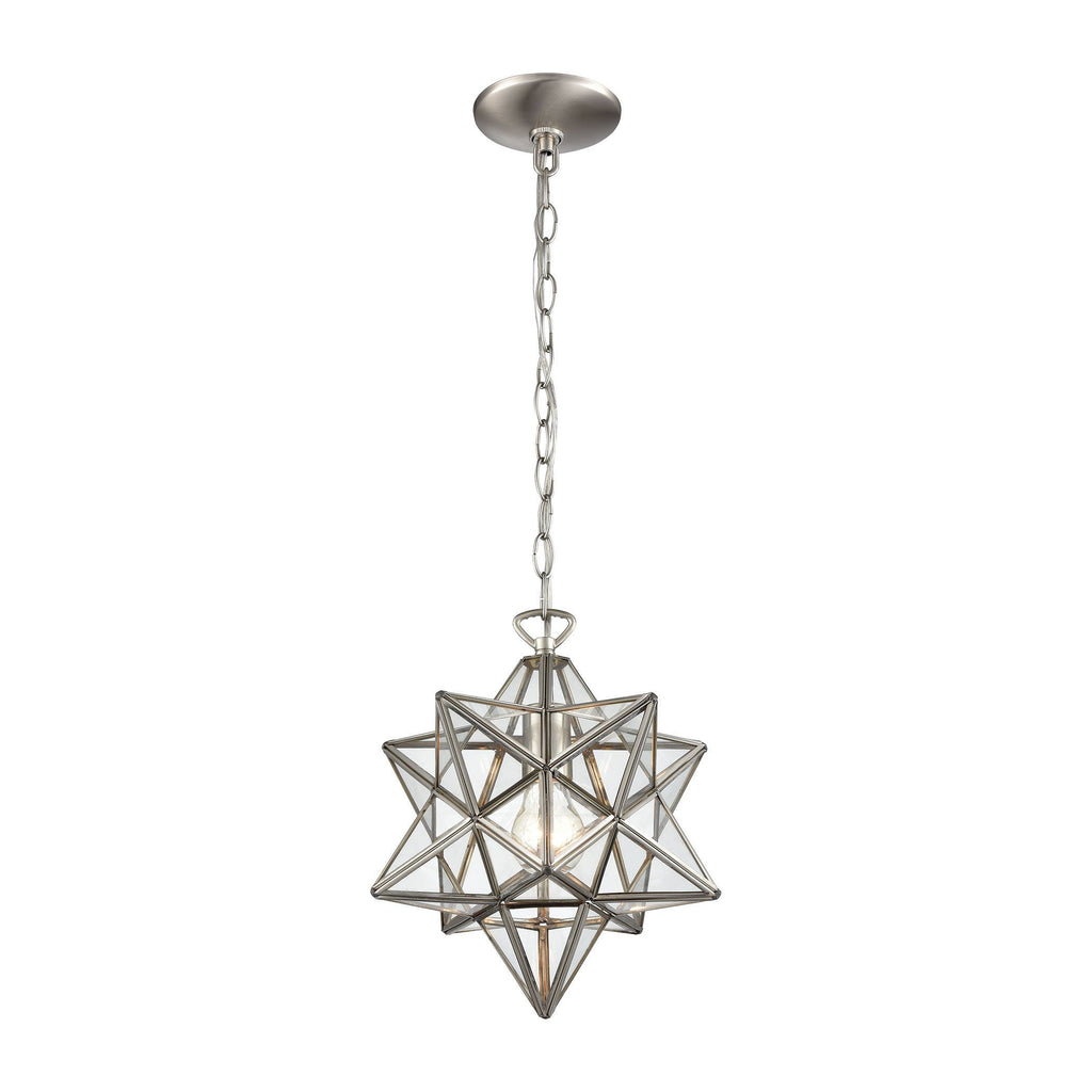 Moravian Star Pendant in Polished Nickel with Clear Glass Ceiling Dimond Lighting 