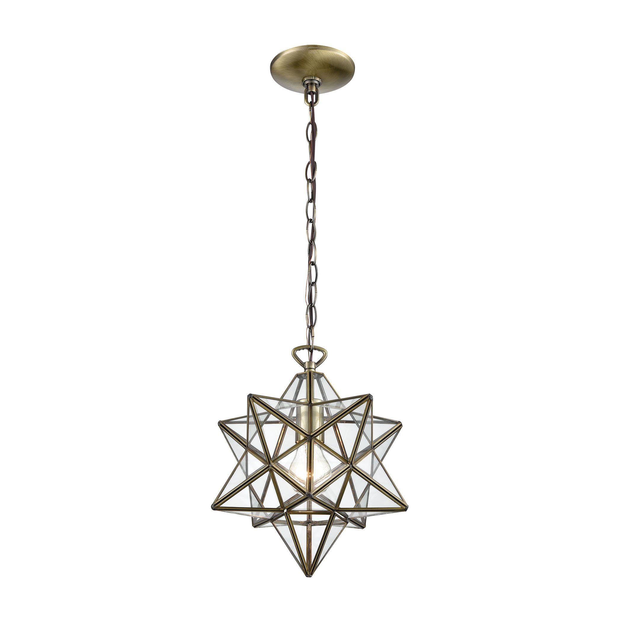 Moravian Star Pendant in Antique Brass with Clear Glass Ceiling Dimond Lighting 