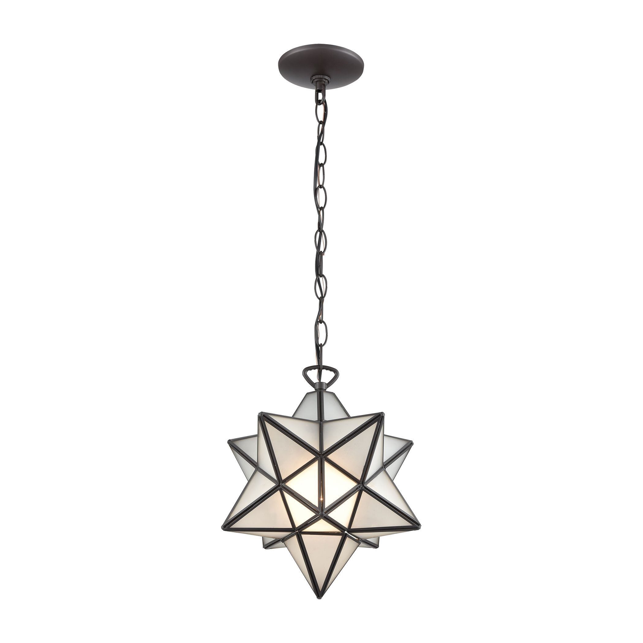 Moravian Star Pendant in Oil Rubbed Bronze with Frosted Glass Ceiling Dimond Lighting 