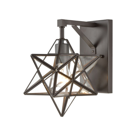 Moravian Star Wall Sconce in Oil Rubbed Bronze with Clear Glass Wall Dimond Lighting 
