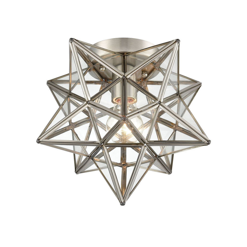 Moravian Star Flush Mount in Polished Nickel with Clear Glass Ceiling Dimond Lighting 