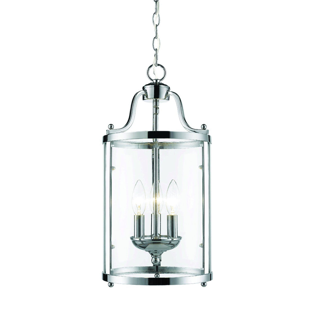 Payton 3 Light Pendant in Chrome with Clear Glass Ceiling Golden Lighting 