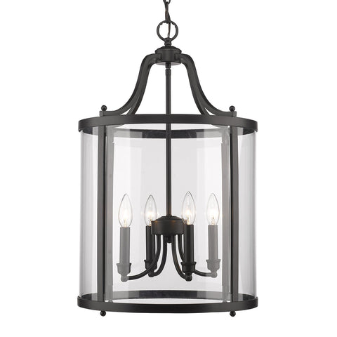 Payton 4 Light Pendant in Black with Clear Glass Ceiling Golden Lighting 