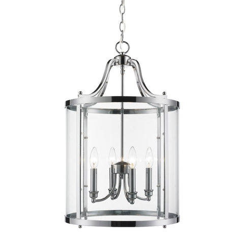 Payton 4 Light Pendant in Chrome with Clear Glass Ceiling Golden Lighting 