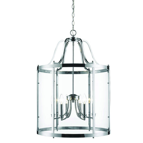 Payton 6 Light Pendant in Chrome with Clear Glass