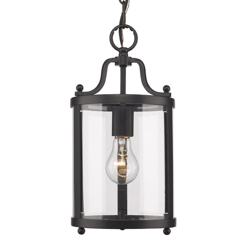 Payton Mini Pendant in Black with Clear Glass Ceiling Golden Lighting 