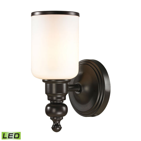 Bristol Way 1 Light LED Vanity In Oil Rubbed Bronze And Opal White Glass Wall Elk Lighting 