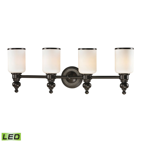 Bristol Way 4 Light LED Vanity In Oil Rubbed Bronze And Opal White Glass Wall Elk Lighting 