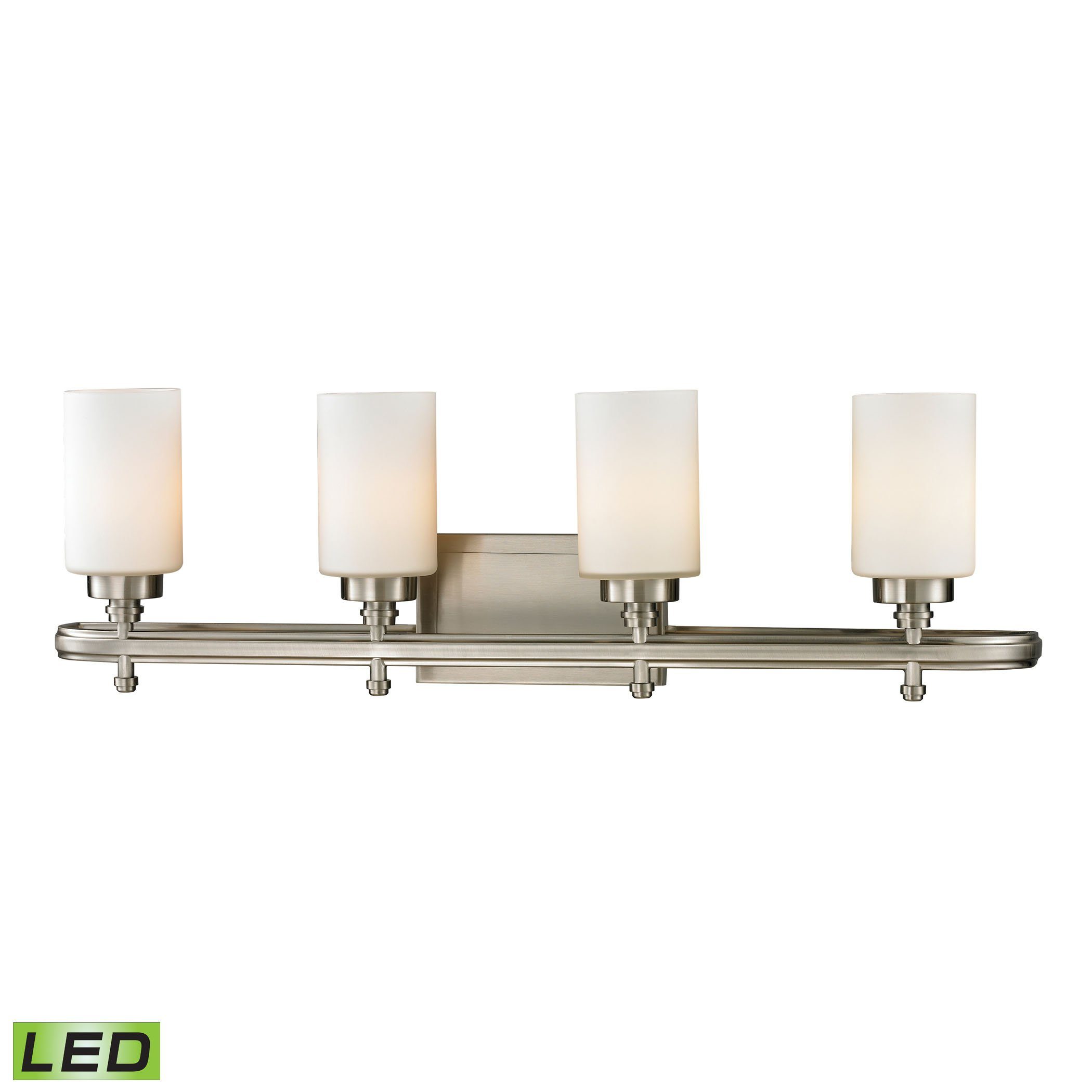 Dawson 4 Light LED Vanity In Brushed Nickel And Opal White Glass Wall Elk Lighting 