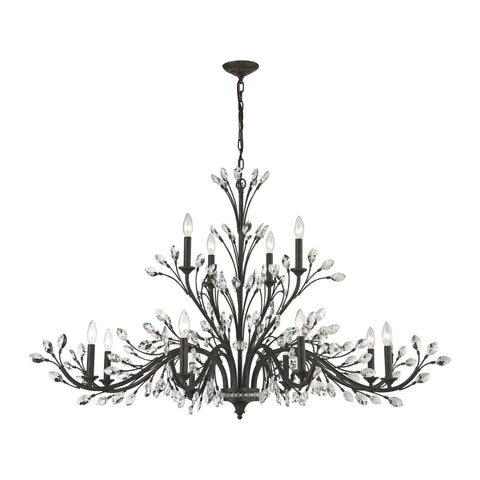 Crystal Branches 12 Light Chandelier In Burnt Bronze Ceiling Elk Lighting 