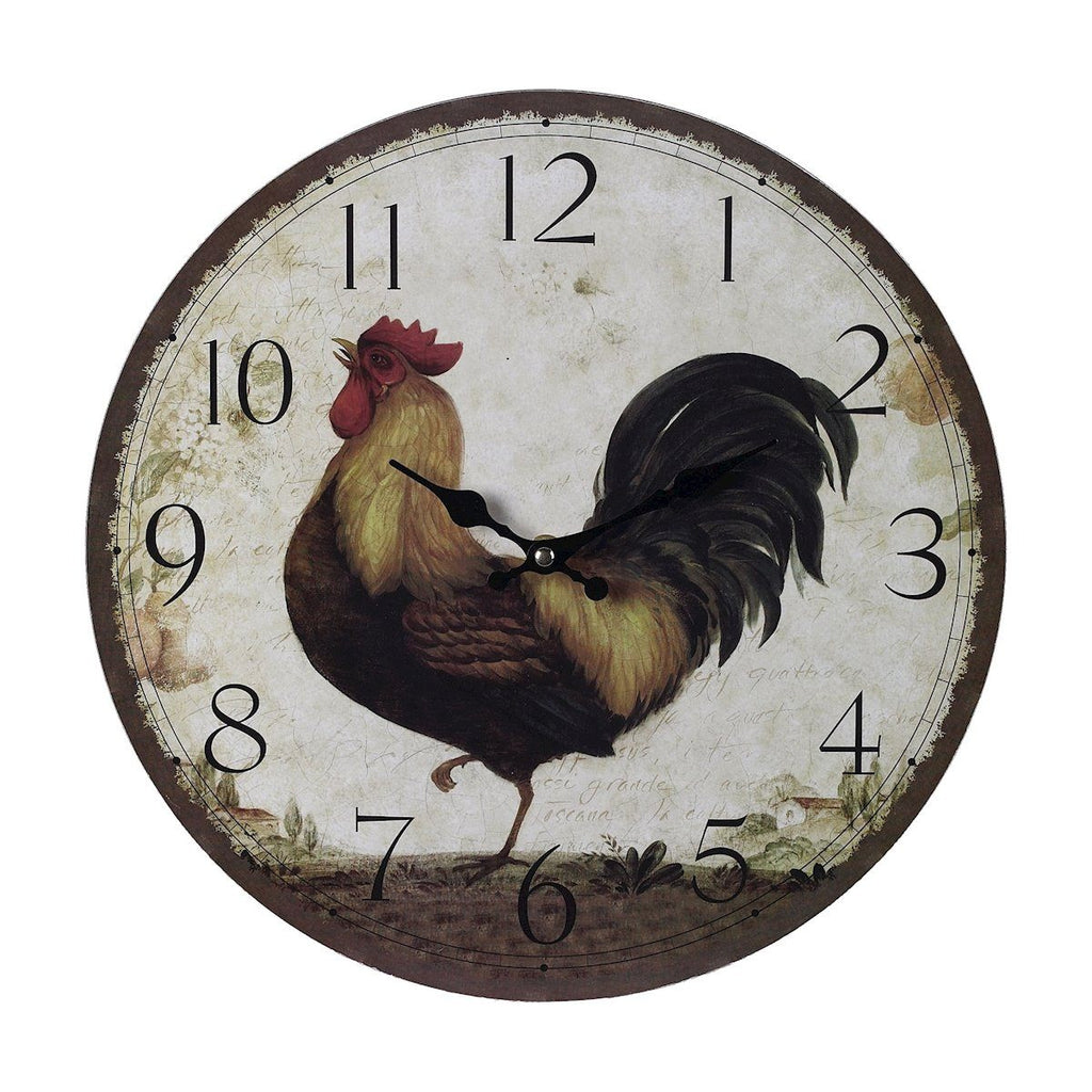 Rooster Clock - Large Wall Art Sterling 