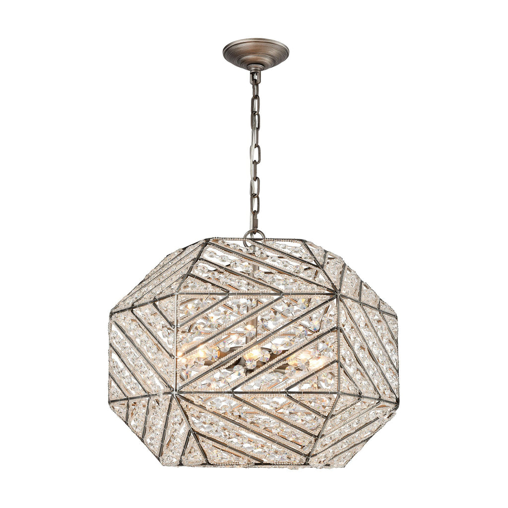 Constructs 8 Light Chandelier In Weathered Zinc Ceiling Elk Lighting 