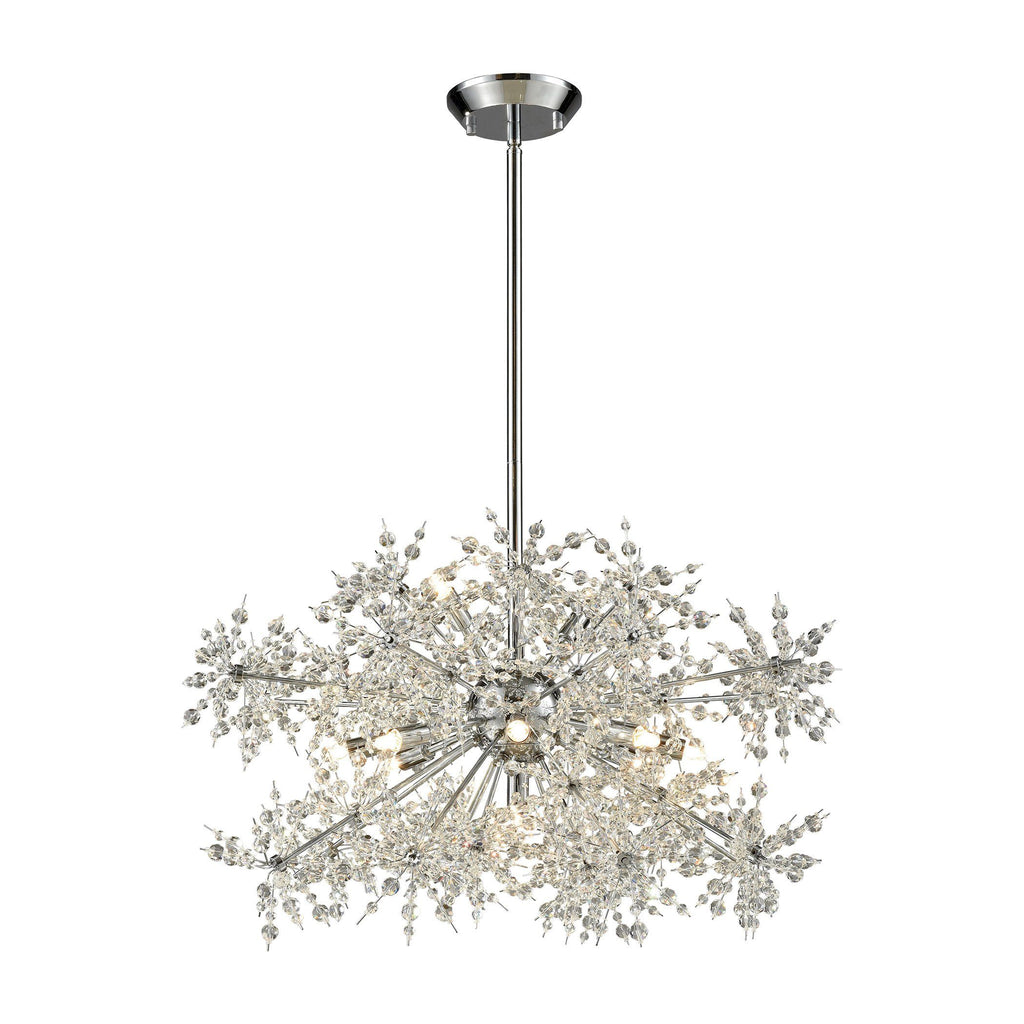 Snowburst 11 Light Chandelier In Polished Chrome Ceiling Elk Lighting 