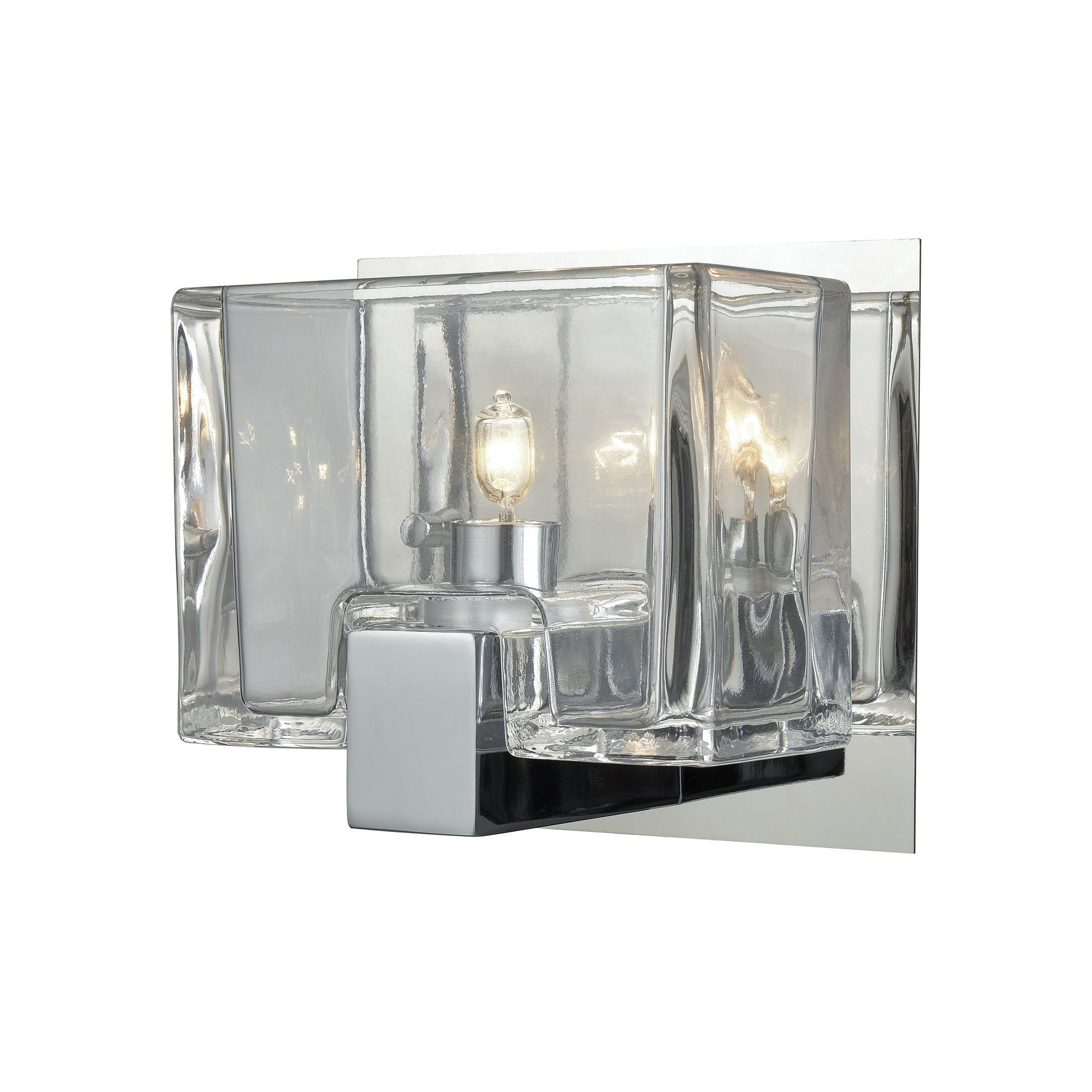 Ridgecrest 1 Light Vanity In Polished Chrome With Clear Cast Glass Wall Elk Lighting 