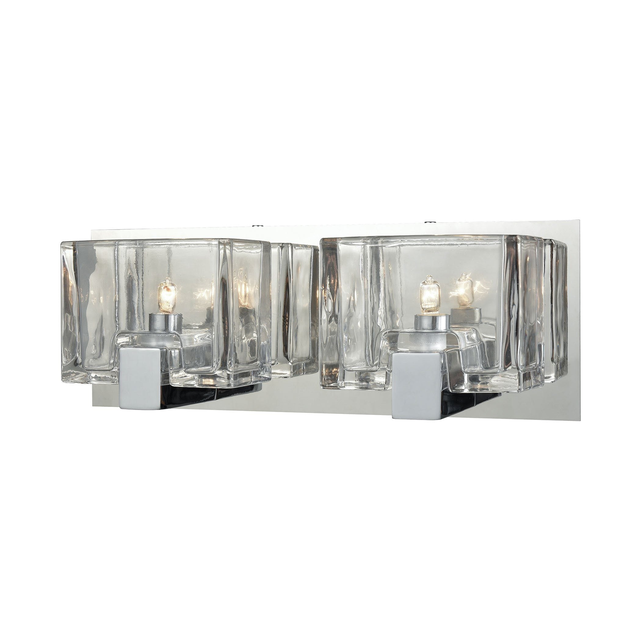 Ridgecrest 2 Light Vanity In Polished Chrome With Clear Cast Glass Wall Elk Lighting 
