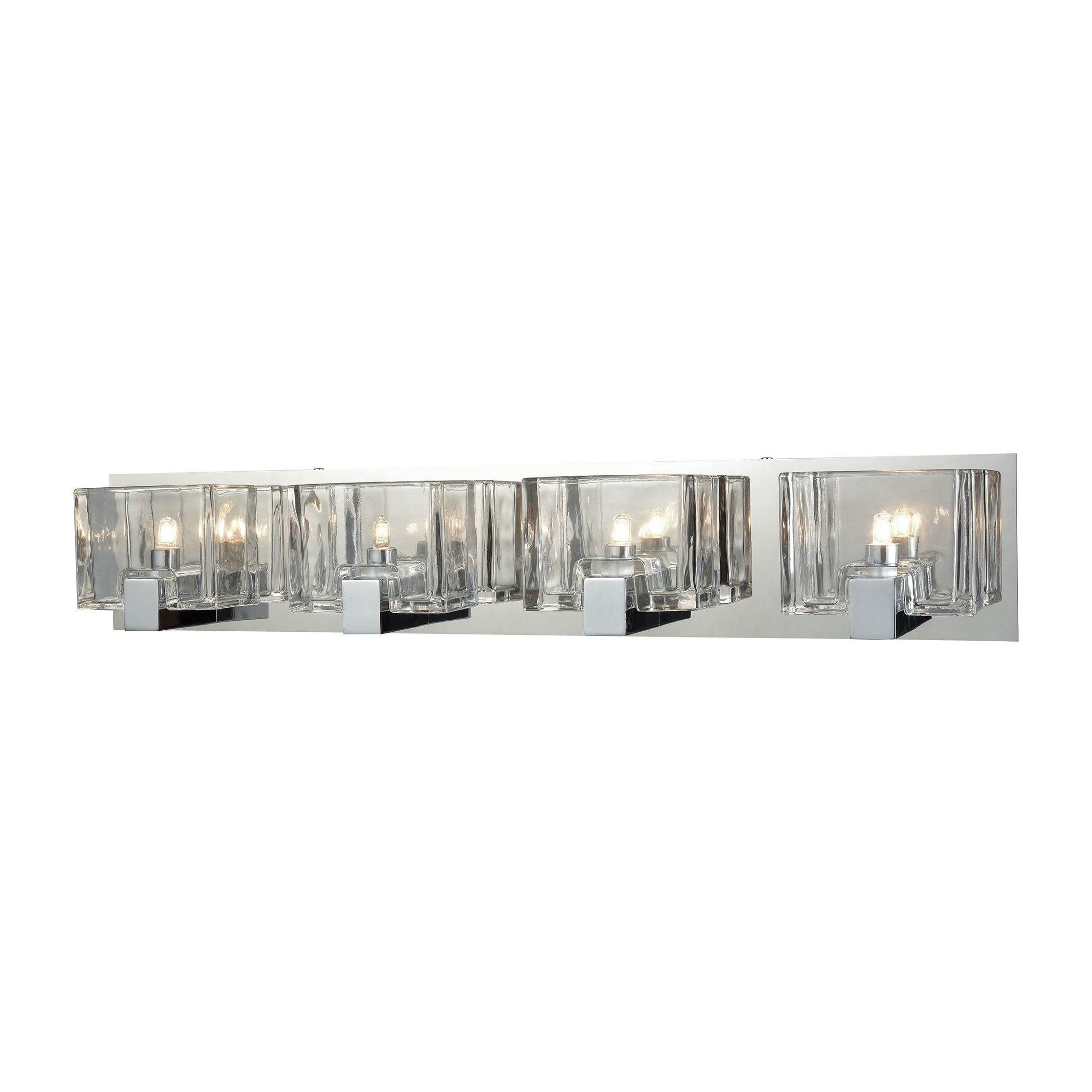 Ridgecrest 4 Light Vanity In Polished Chrome With Clear Cast Glass Wall Elk Lighting 
