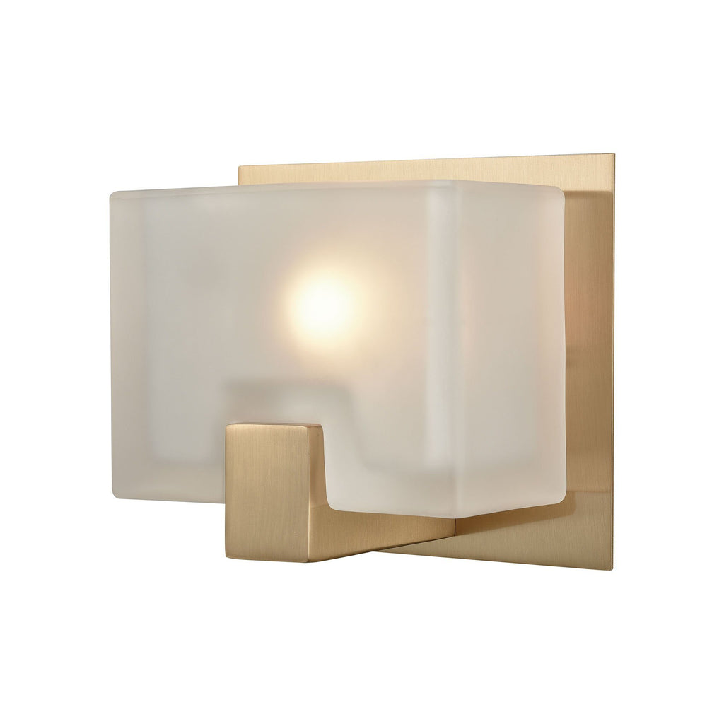 Ridgecrest 1 Light Vanity In Satin Brass With Frosted Cast Glass Wall Elk Lighting 