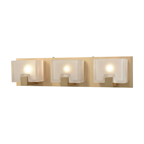 Ridgecrest 3 Light Vanity In Satin Brass With Frosted Cast Glass Wall Elk Lighting 
